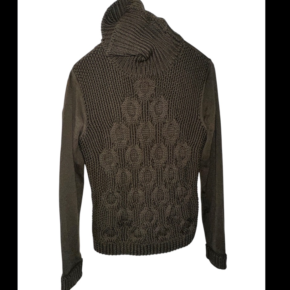 Hugo Boss Olive Cable Knit Cowl Sweater